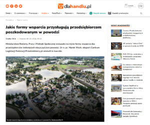 Formy wsparcia prawno-finansowe, jakie przysługują przedsiębiorcom poszkodowanym w powodzi.