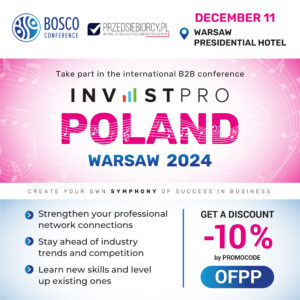 Zostaliśmy patronem konferencji InvestPro Poland 2024: Shaping the Future of Investment in Warsaw.